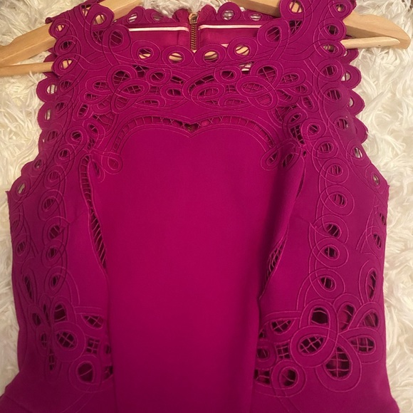 Ted Baker London embroidered dress. It’s in a deep pink color. - Picture 2 of 5